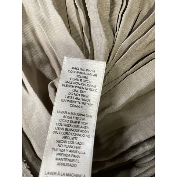 Chicos Crinkle Skirt Taupe MIDI Asymmetrical Hem Elastic Waist Chicos 2 - Picture 6 of 9